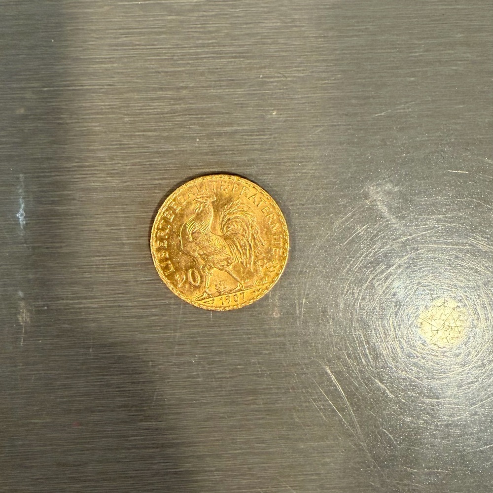 22k Gold Coin with Rooster Design